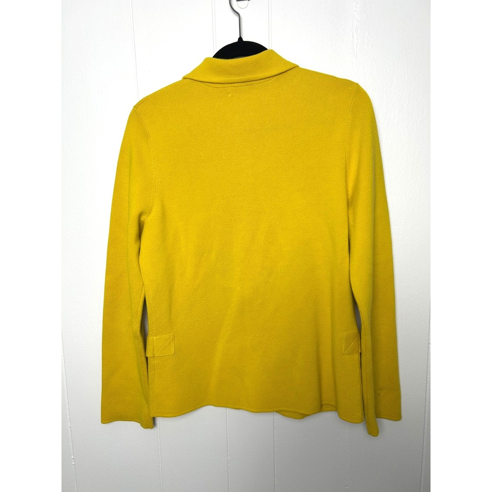 Lands' End 100% Supima Cotton Yellow Jacket‎ Cardigan Sweater Size Medium - Picture 2 of 8